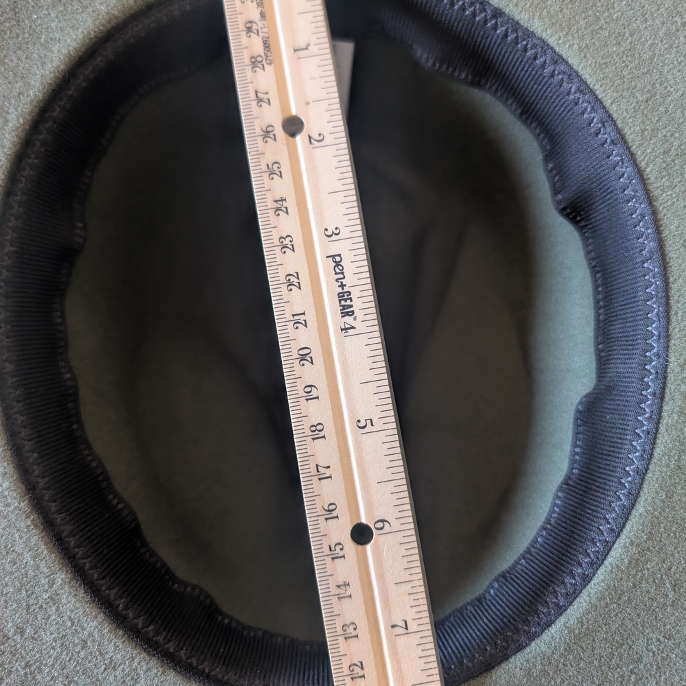 Olive Green Fedora Hat w/Black & Silver Band - Picture 8 of 9